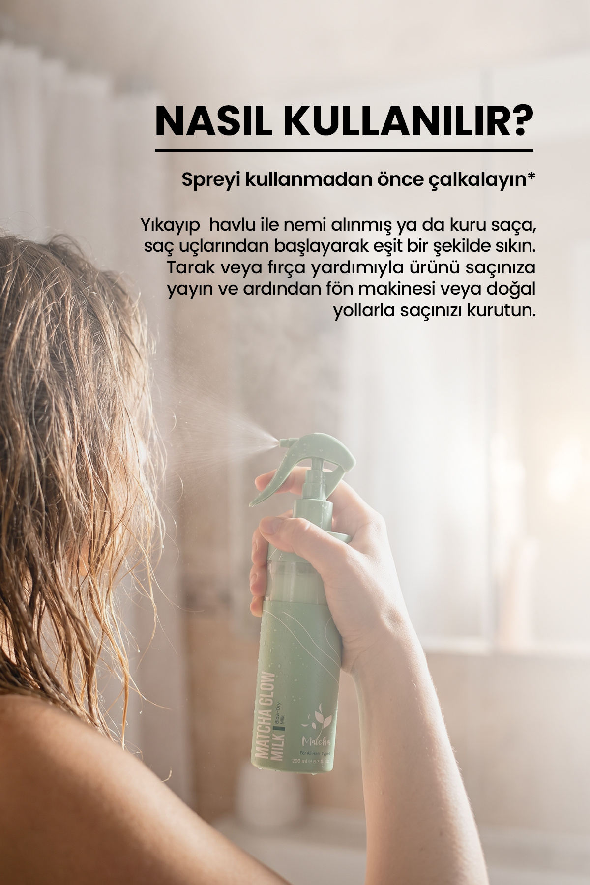 Matcha Özlü Çift Fazlı Saç Bakım Fön Sütü 200 ML — 8684808759494 — تصویر 4 از 4