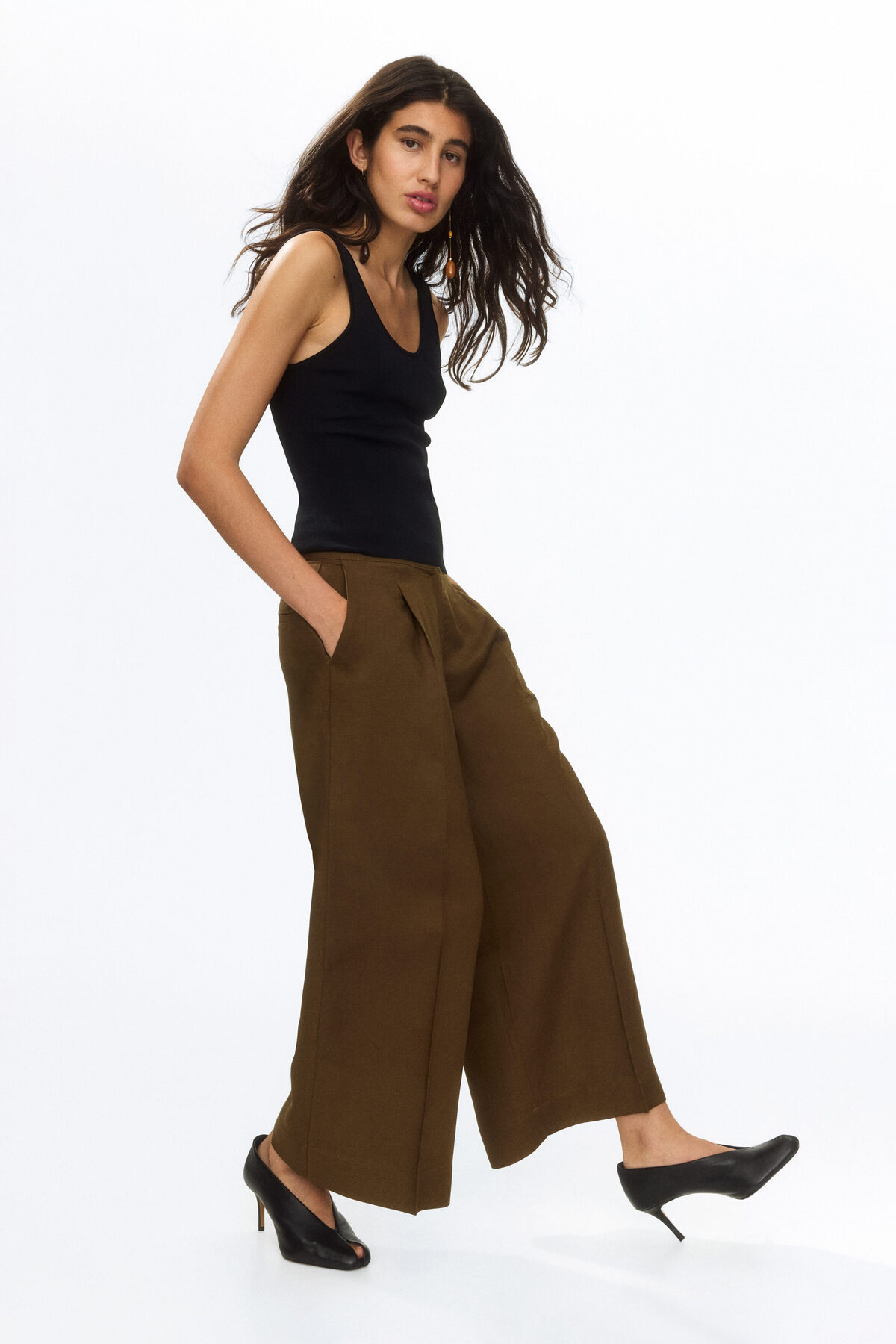 H&M Keten Karışımlı Bilek Boyu Pantolon