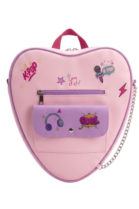 Gadget Gear K-Pop Temalı Pembe Kız Çocuk Kalp Sırt Çantası - Zincir Detaylı O...