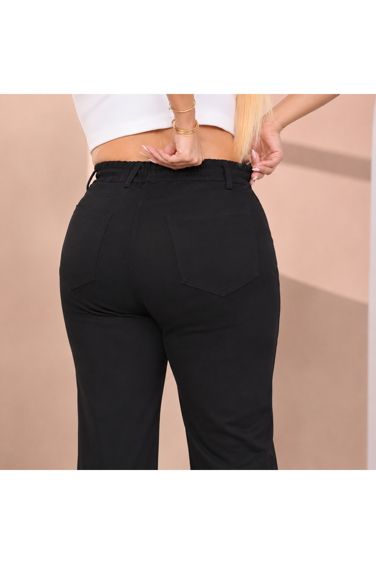 Mügerella Premium Yüksek Bel İspanyol Paça Pantolon Premium Dokulu Yüksek Bel Pantolon görsel 6