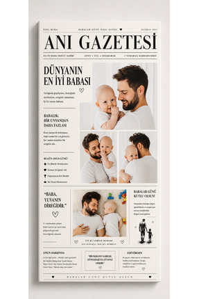 Hediyesayfaniz Kişiye Özel Anı Gazetesi Baba Temalı Hediye Kanvas Tablo
