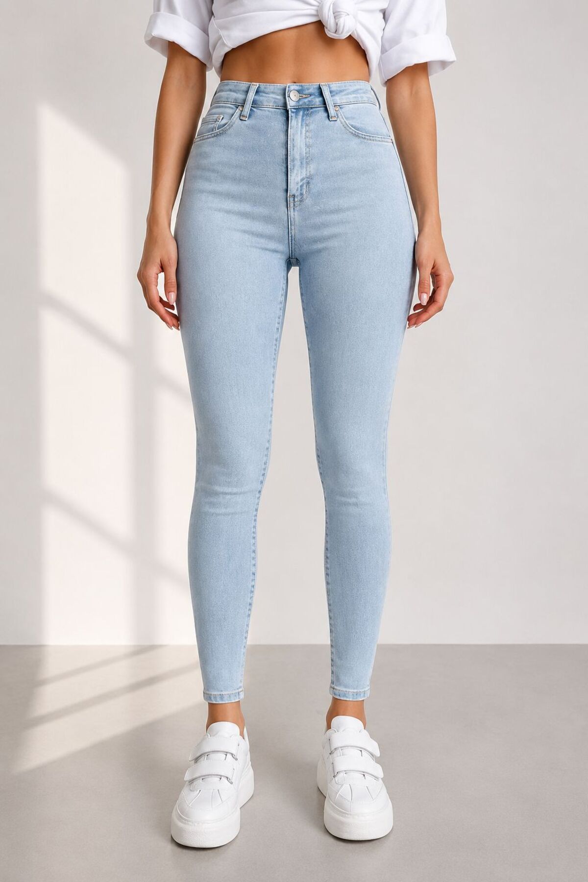 Lighter Jeans Kadın Açık Mavi Yüksek Bel Skinny Fit Toparlayıcı Jean Pantolon görsel 2