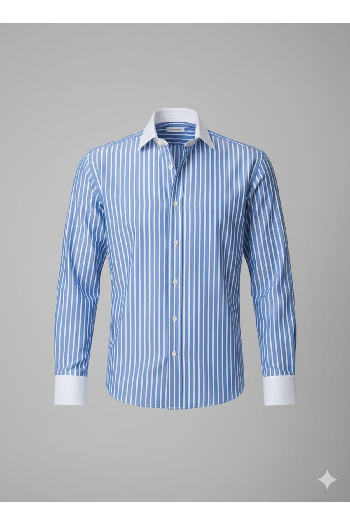 BAYIM Dikey Çizgili Tasarım Kontrast Yaka Casual Slim Fit Erkek Gömlek