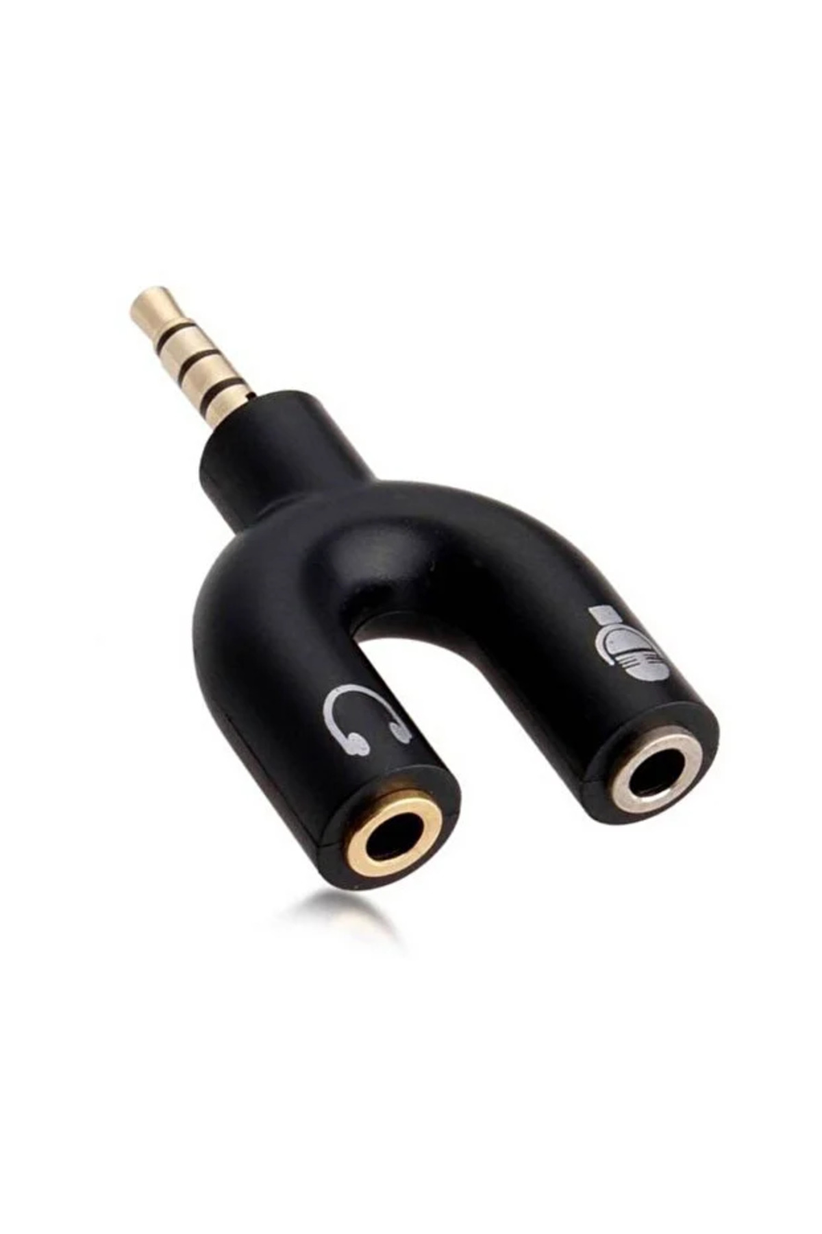 Mikrofon Kulaklık Ayırıcı Dönüştürücü Jak Çoklayıcı Y Tipi 3.5mm Aux Splitter Kablosu Bilgisayar Laptop PC Telefon Uyumlu Kulaklık Çoğaltıcı Mikrofon Dönüştürücü Aparat Siyah Altın Uçlu Adaptör