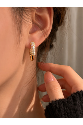 Fashion Jewellery Üçgen Taşlı Zarif Tasarım Küpe