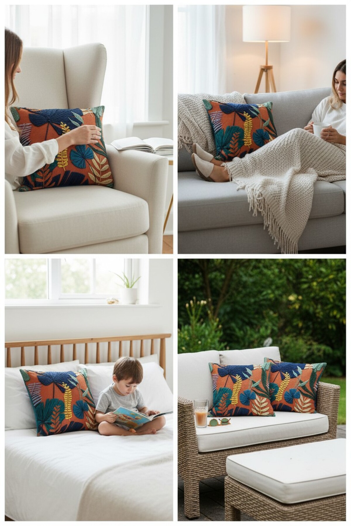 4Pcs Digital Printed Punch Punch Embroidery Pattern Square Throw Pouch