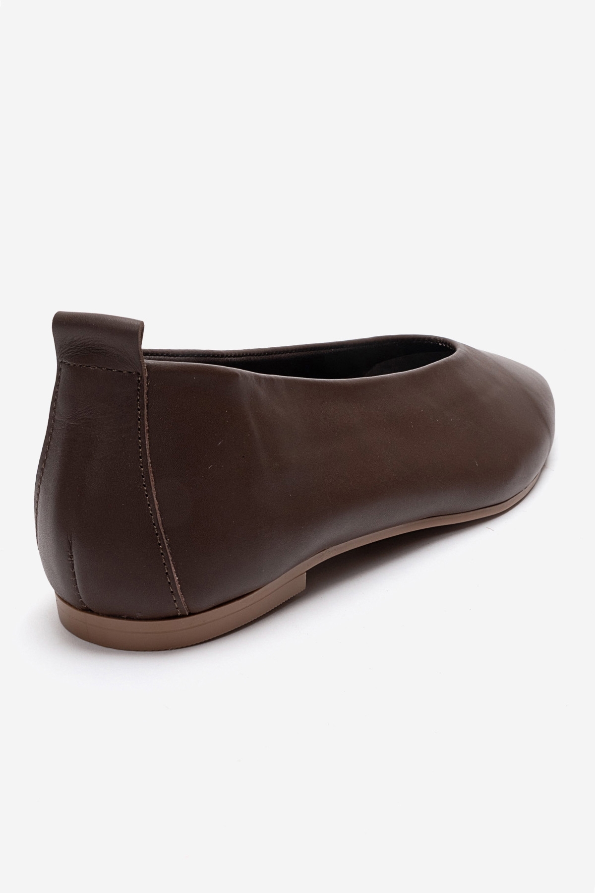 LuviShoes JENAS Kahverengi Cilt Hakiki Deri Kadın Babet Ayakkabı görsel 5