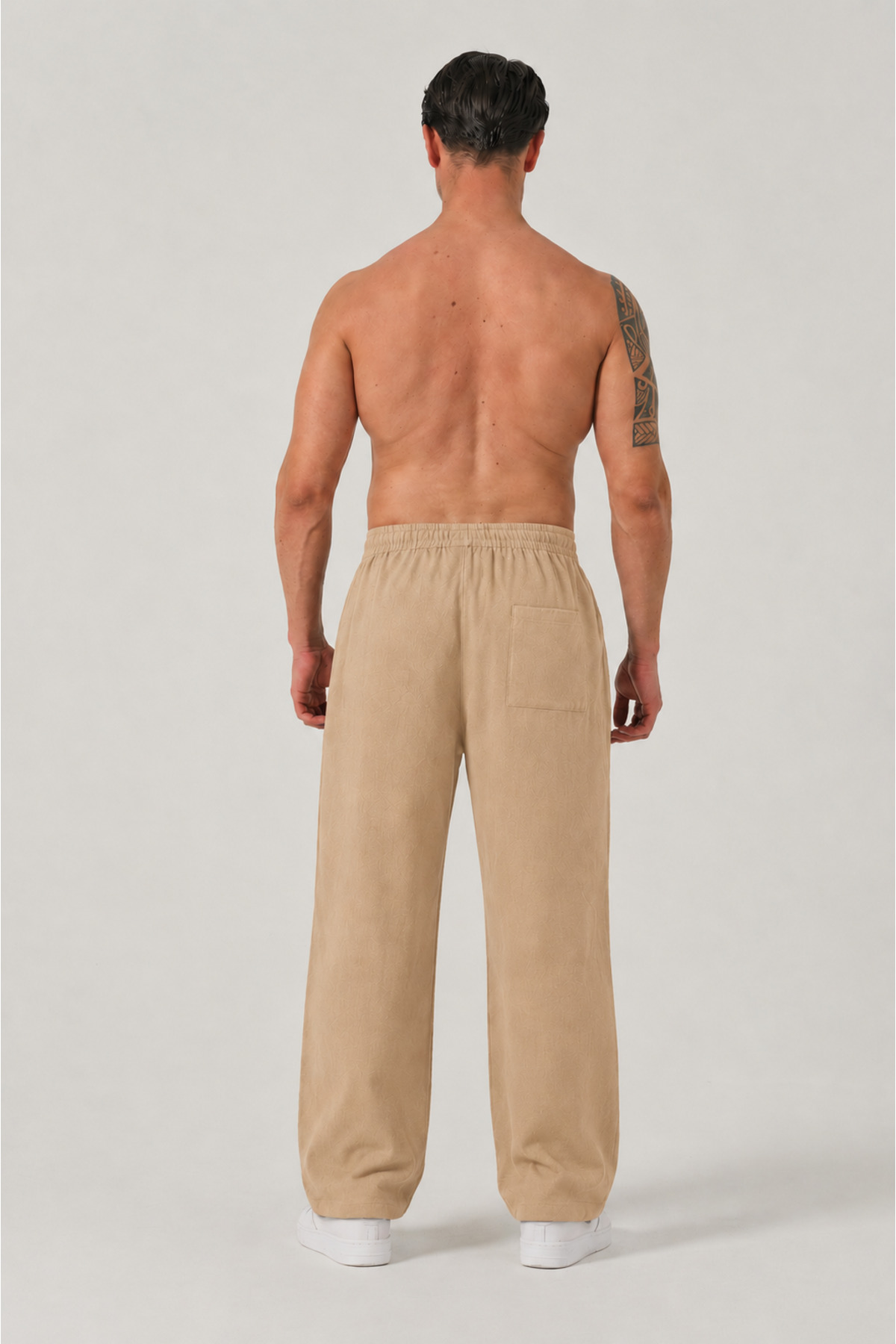 RELAXL Battal Boy Uzun Paça %100 Pamuk Düşük Ağ Bej Oversize Pantolon Erkek 2XS-10XL görsel 4