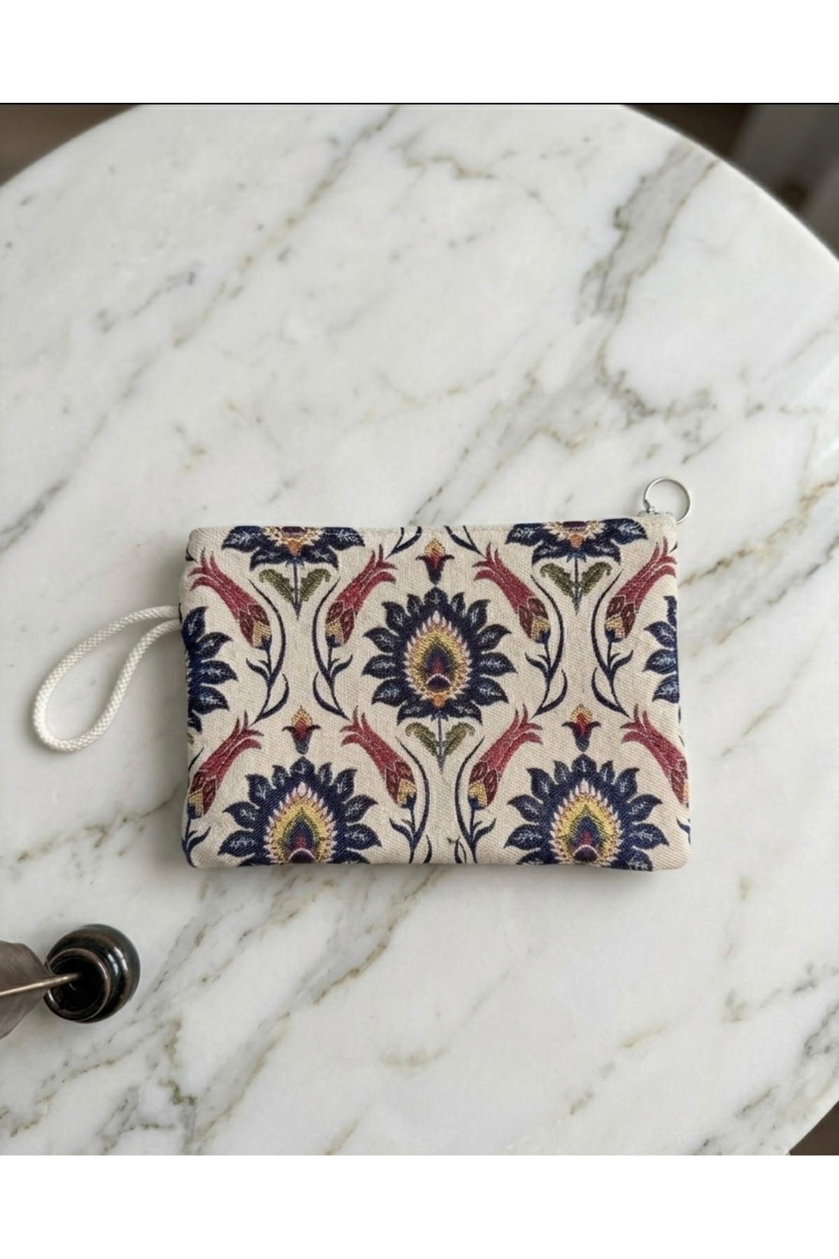 Zehra ana Etnik Lale Desenli Goblen El Çantası Clutch Çanta görsel 4