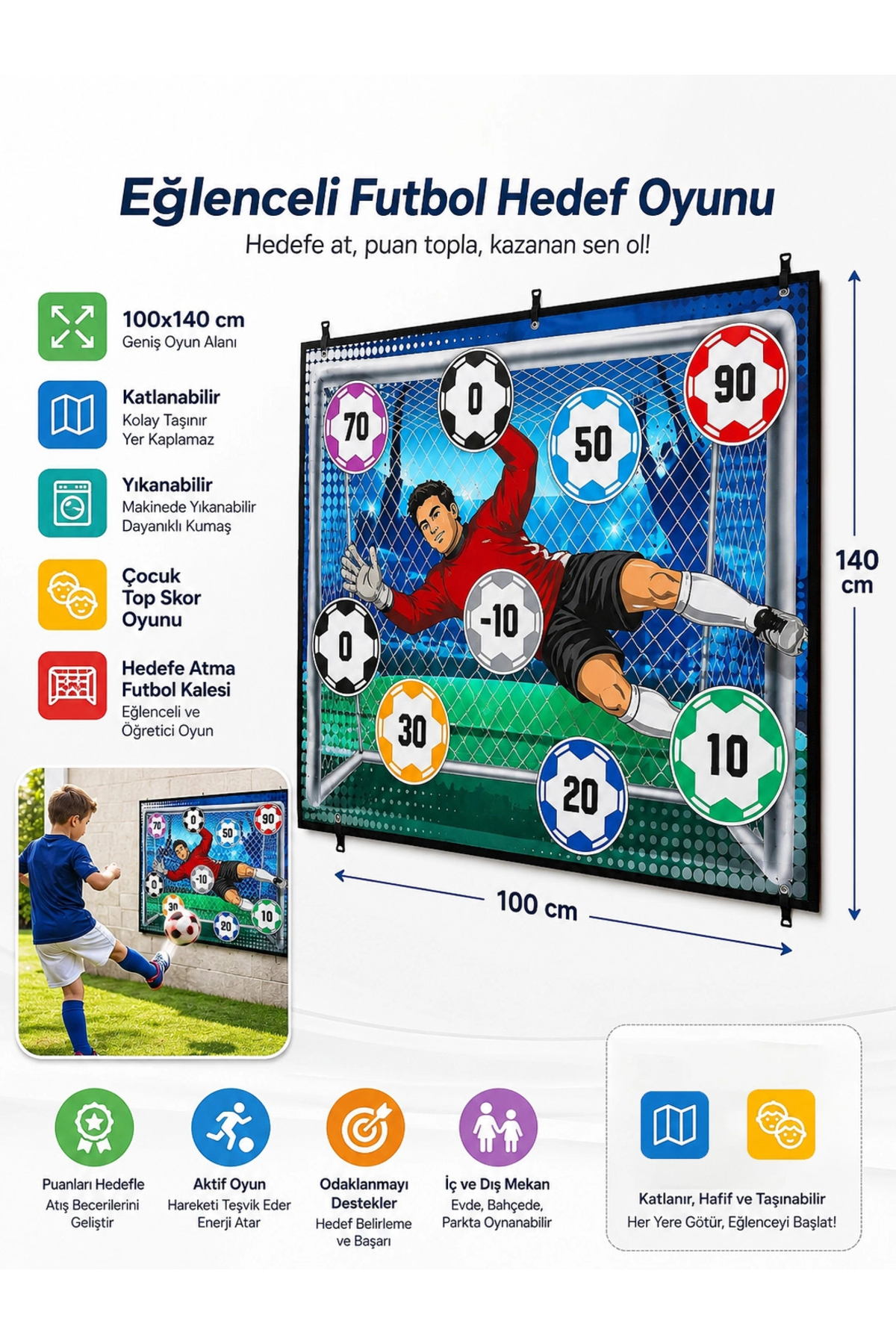 SonicTouch Hedefe Top Atma Futbol Kalesi Çocuk Skor Oyun Matı