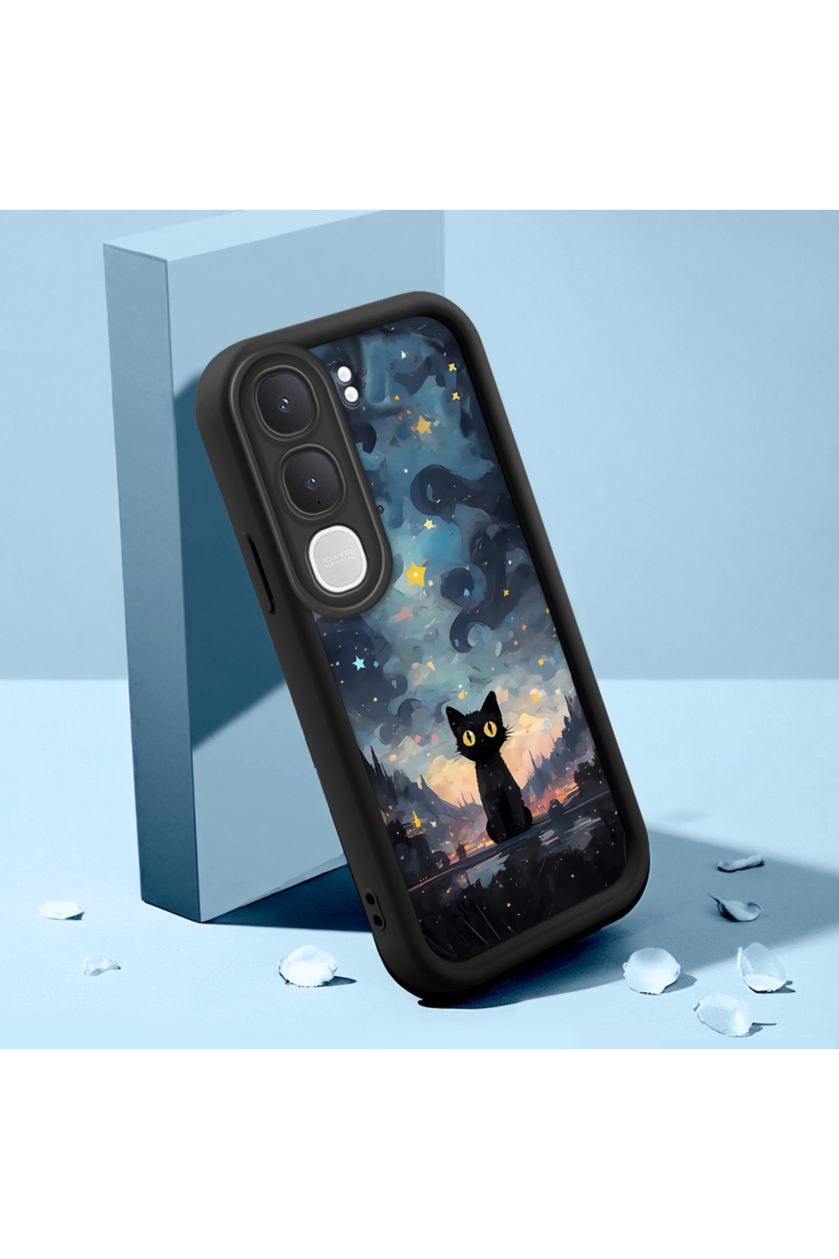 Vivo Y31 5G Compatible Cat Black Pattern Camera Protective Case Silicone Couple Phone Case
