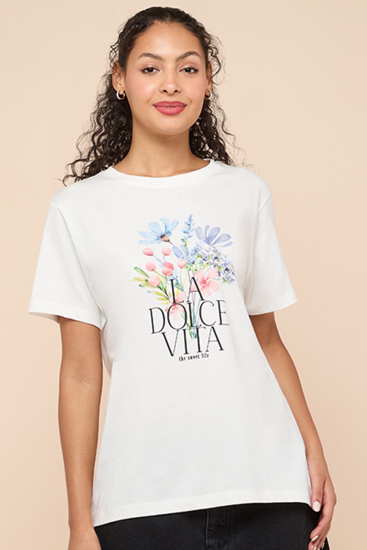 R&B Printed T-Shirt with Crew Neck and Short Sleeves