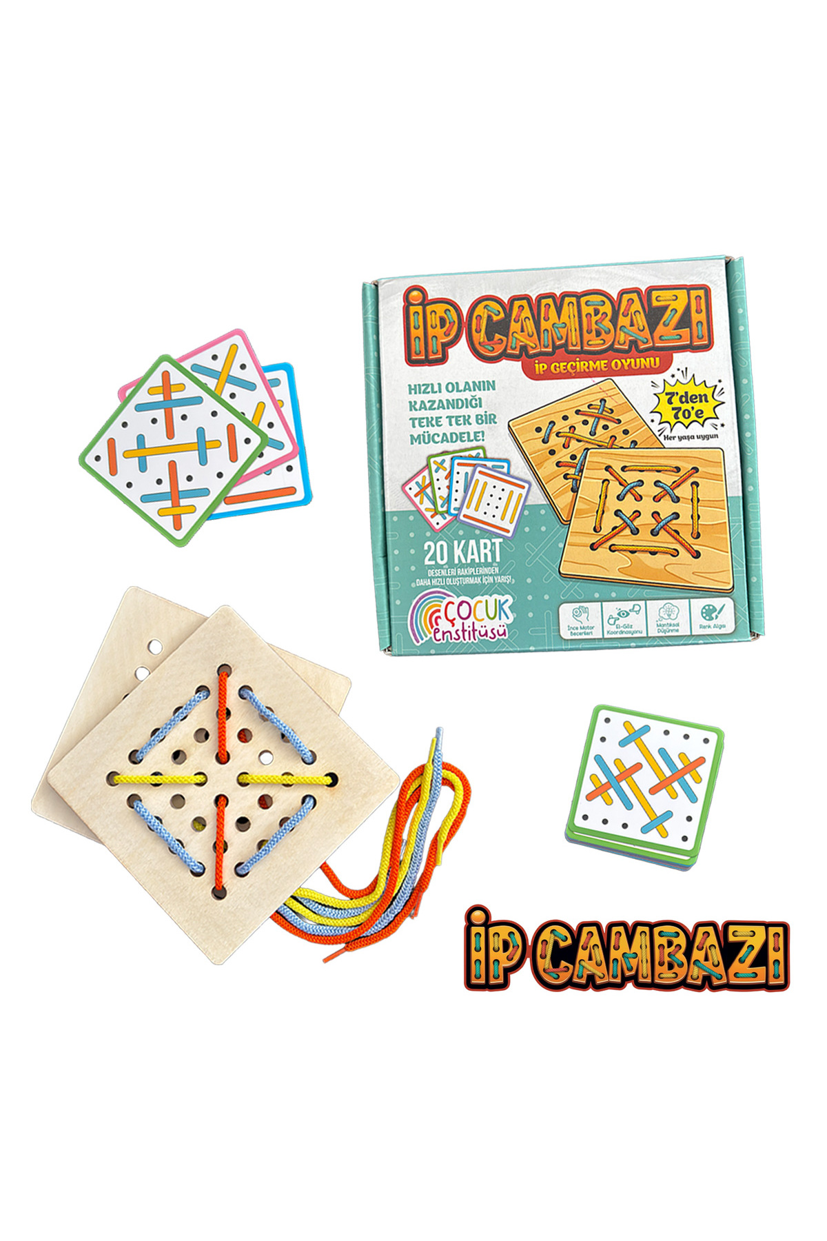 Rope Tackle Wooden Rope Passing Game – Board Game that Develops Fine Motor Skills and Attention