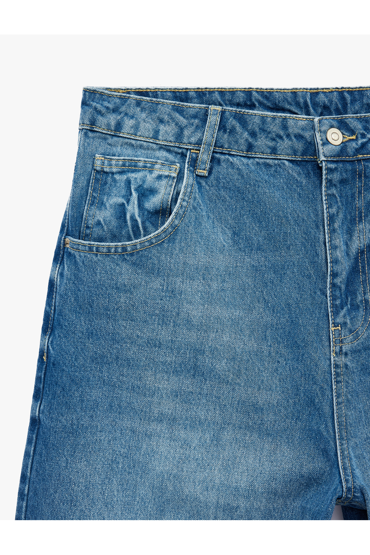 Koton Pamuklu Normal Bel Rahat Kalıp Cepli Baggy Jean Şort görsel 5