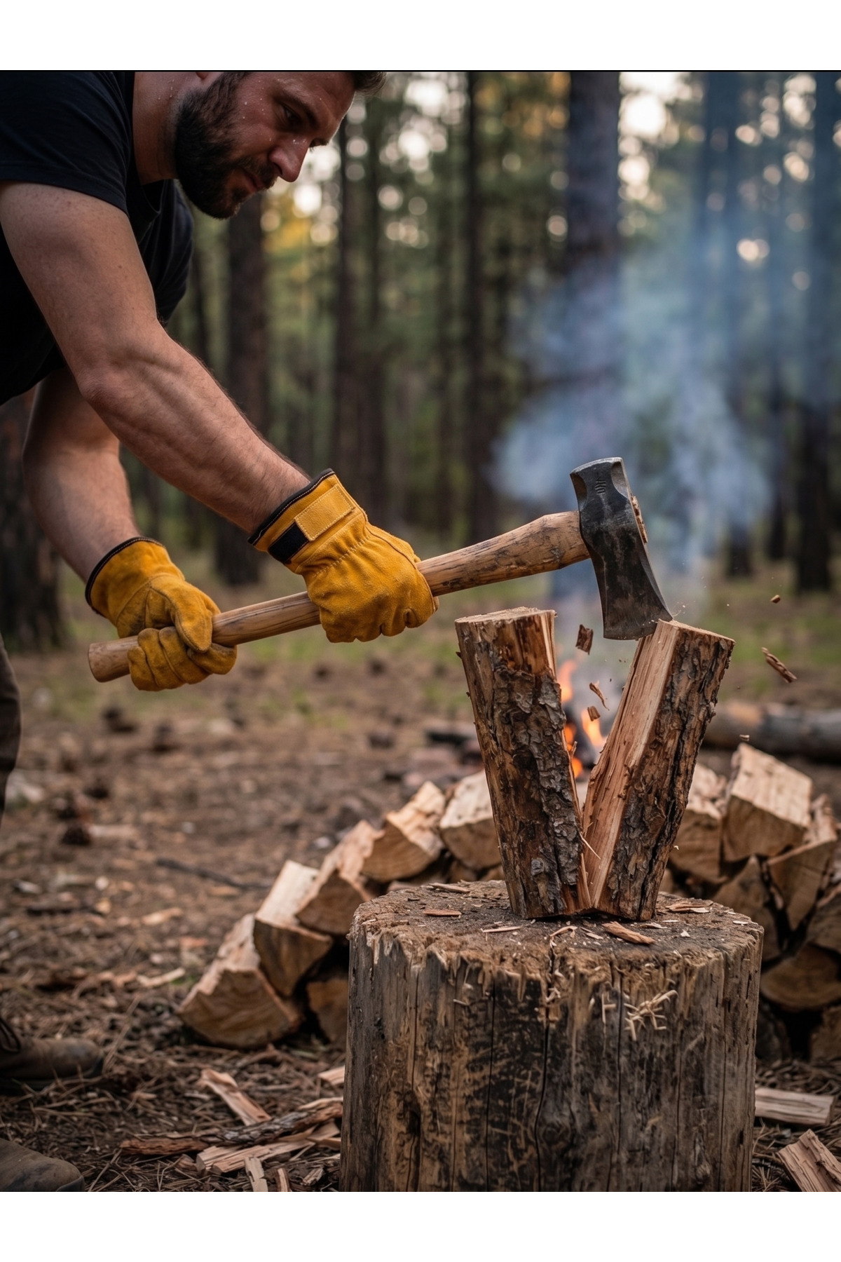 O.M.D OMD Hakiki Deri Yanmaz Kamp, Bushcraft ve Ateş Eldiveni - 28 cm Ergonomik Şömine ve Mangal Eldiveni görsel 4