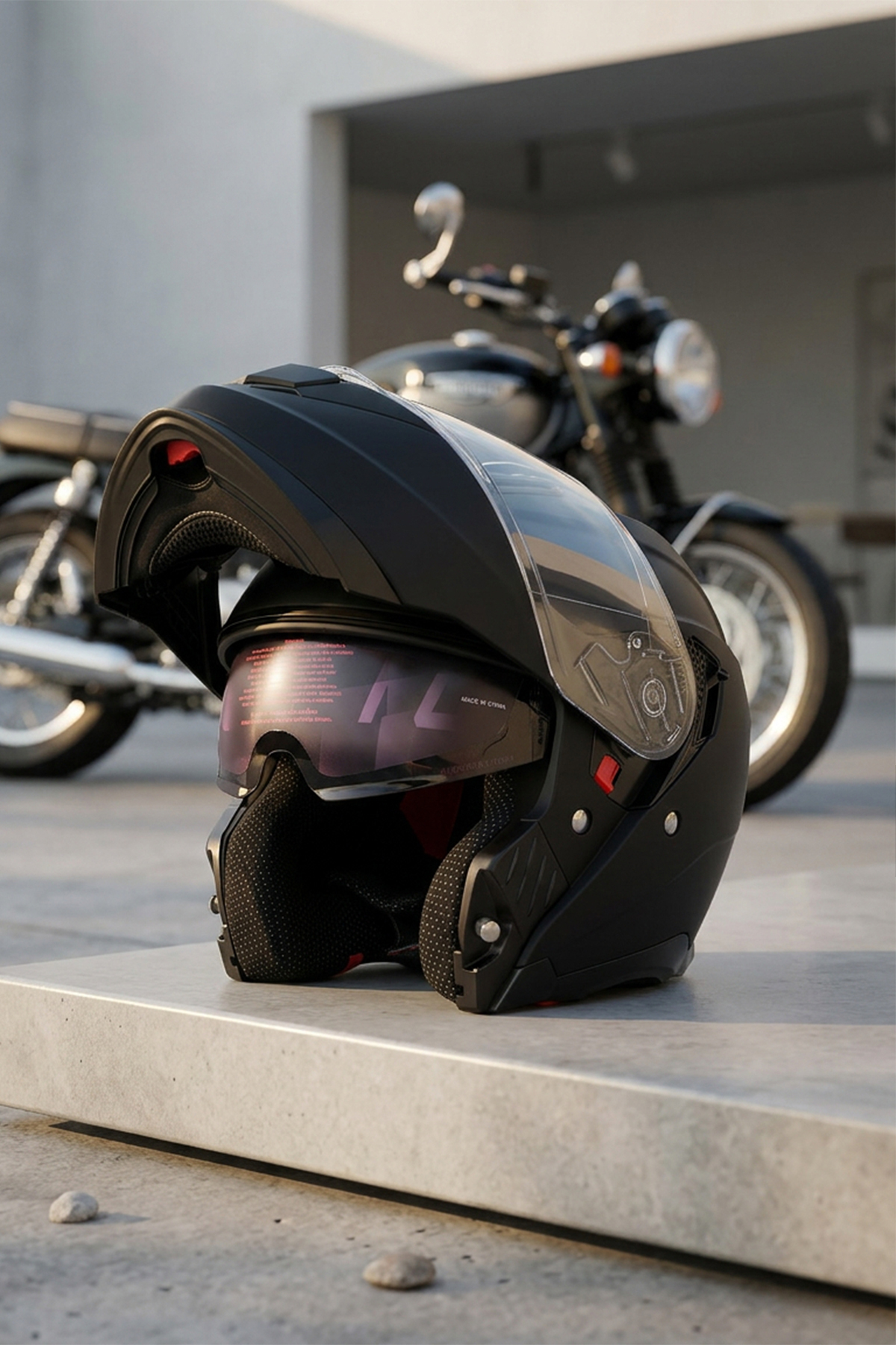 Caspiano VENTO Premium Çene Açılır Kask Güneş Vizörlü Mat siyah ECE 22.06 Sertifikalı