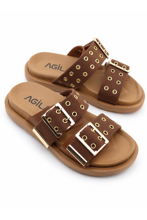 agilashoes AUREA Gold Detay Kadın Terlik