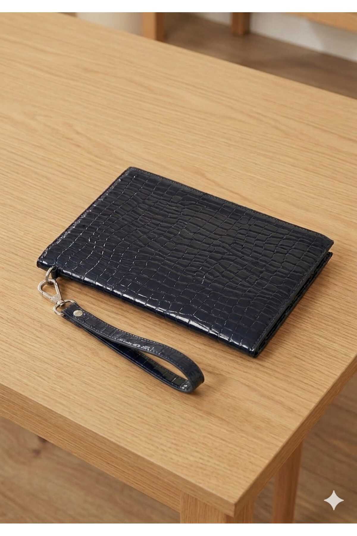 DİAMOND OUTLET Siyah - Lacivert, Bordo - Yeşil -14Cm Fermuarlı Şık El Çantası Günlük Kullanım görsel 5