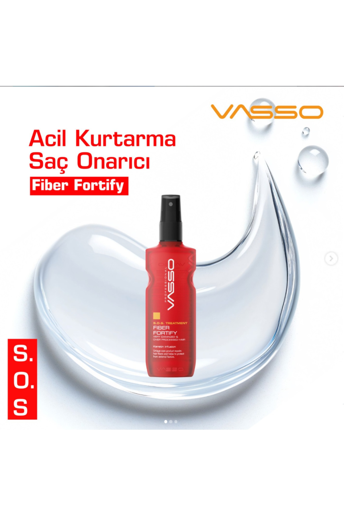 VASSO EVOLUTION Fiber Fortify Keratin Bakımı : Hızlı Kopma Onarıcı S.O.S ACİL KURTARMA SAÇ ONARICI 80ML — GHFGHFHVNBMB
