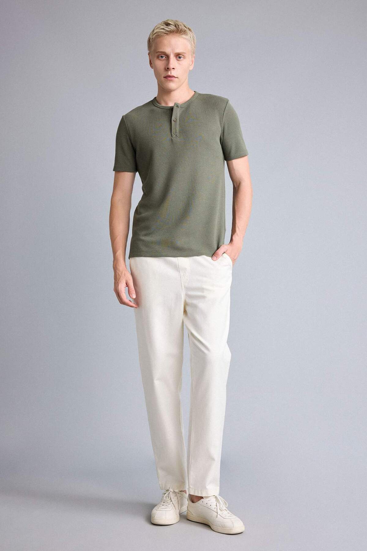 Defacto Baggy Fit Belted Ecru Trousers H5798Ax26Sm