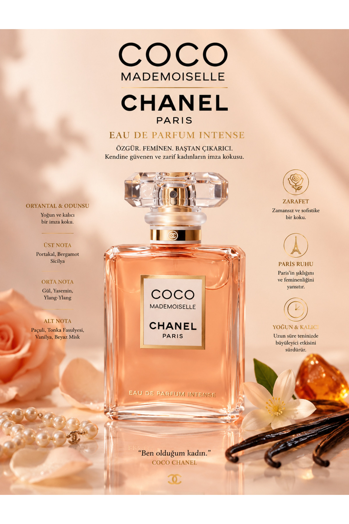 Chanel COCO MADEMOISELLE Eau de Parfum Intense Odunsu ve Amberimsi