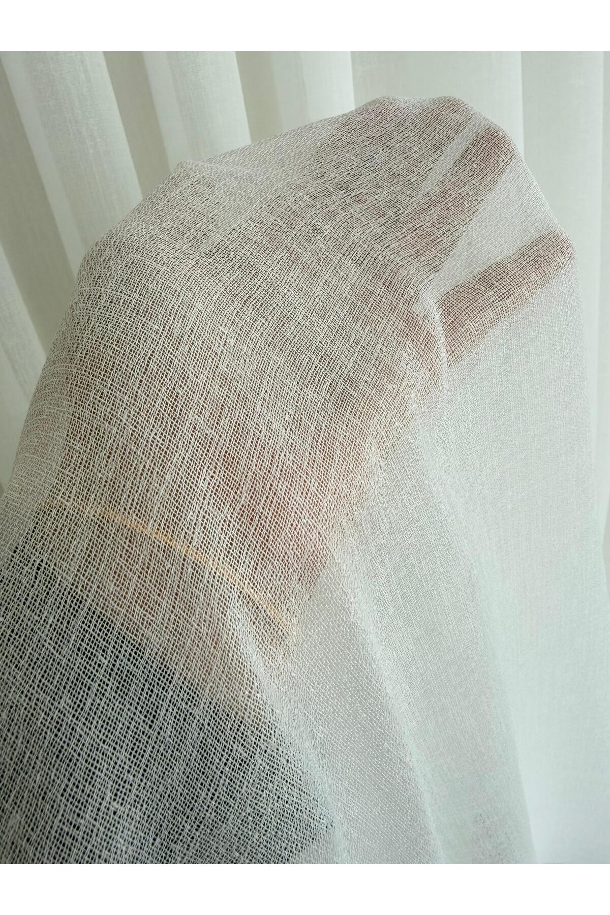 Luxury Soft Linen Textured Tulle Curtain - Heavy Weight 1/3 Frequent Pleat Iron-On Cast Tulle