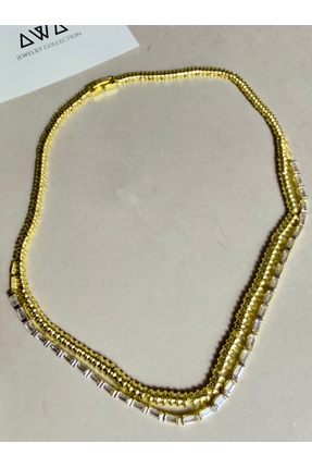 Awa Jewelry Collection AWA Taş Detaylı Katmanlı Çelik Kolye-316L Çelik Kararmaz