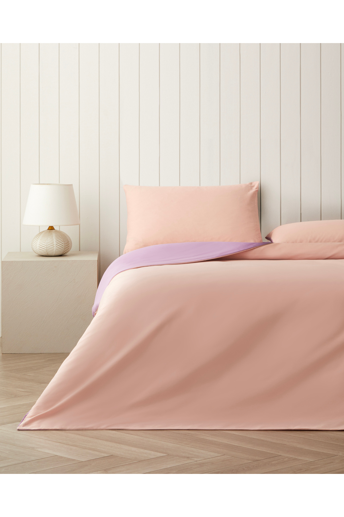 Plain Pamuk Çift Kişilik Nevresim Takımı 200x220 cm Toz Pembe-Leylak