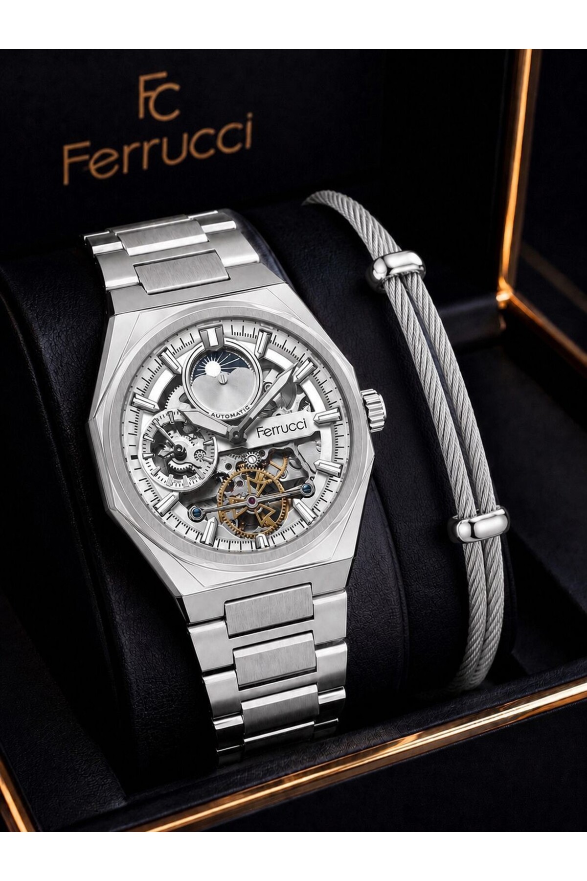 Ferrucci Otomatik Ve Kurmalı Güneş Ve Mehtap Kadranlı 2 Yıl Garantili Erkek Kol Saati BFC.M3558.S1