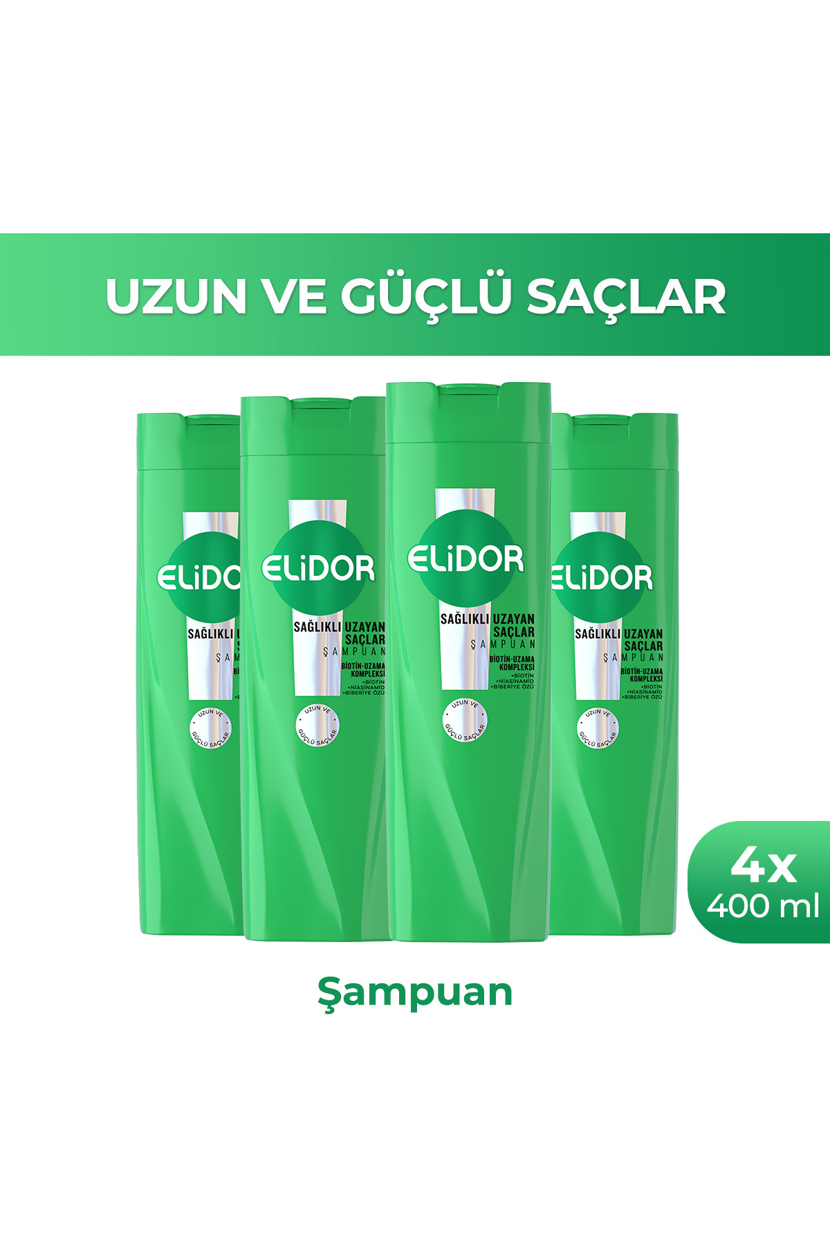 Elidor Saç Bakım Şampuanı Sağlıklı Uzayan Saçlar 400 ml x4 — SET.UNİ.11233