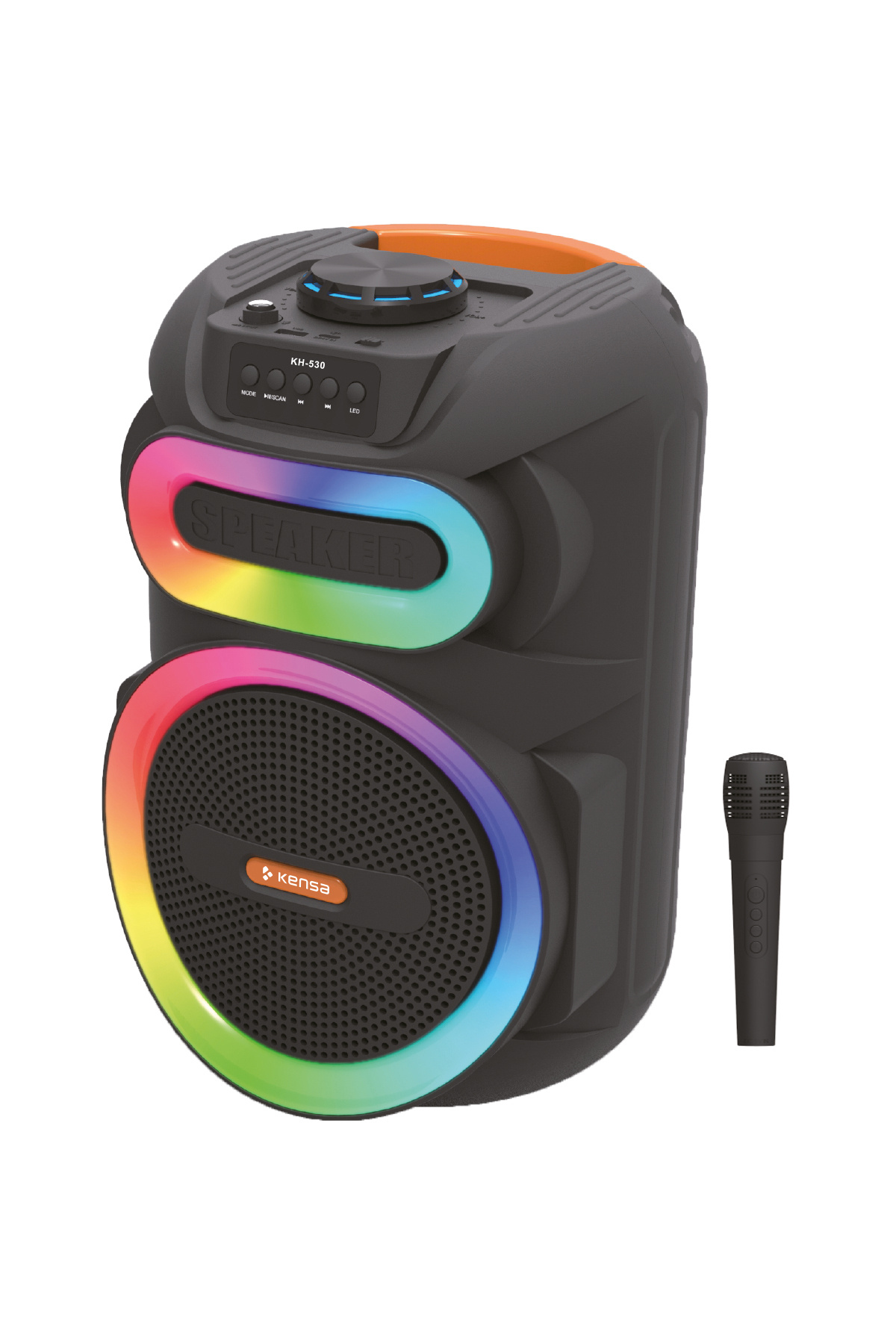 Kensa Taşınabilir Mikrofonlu 25W LED Işıklı Bluetooth Hoparlör