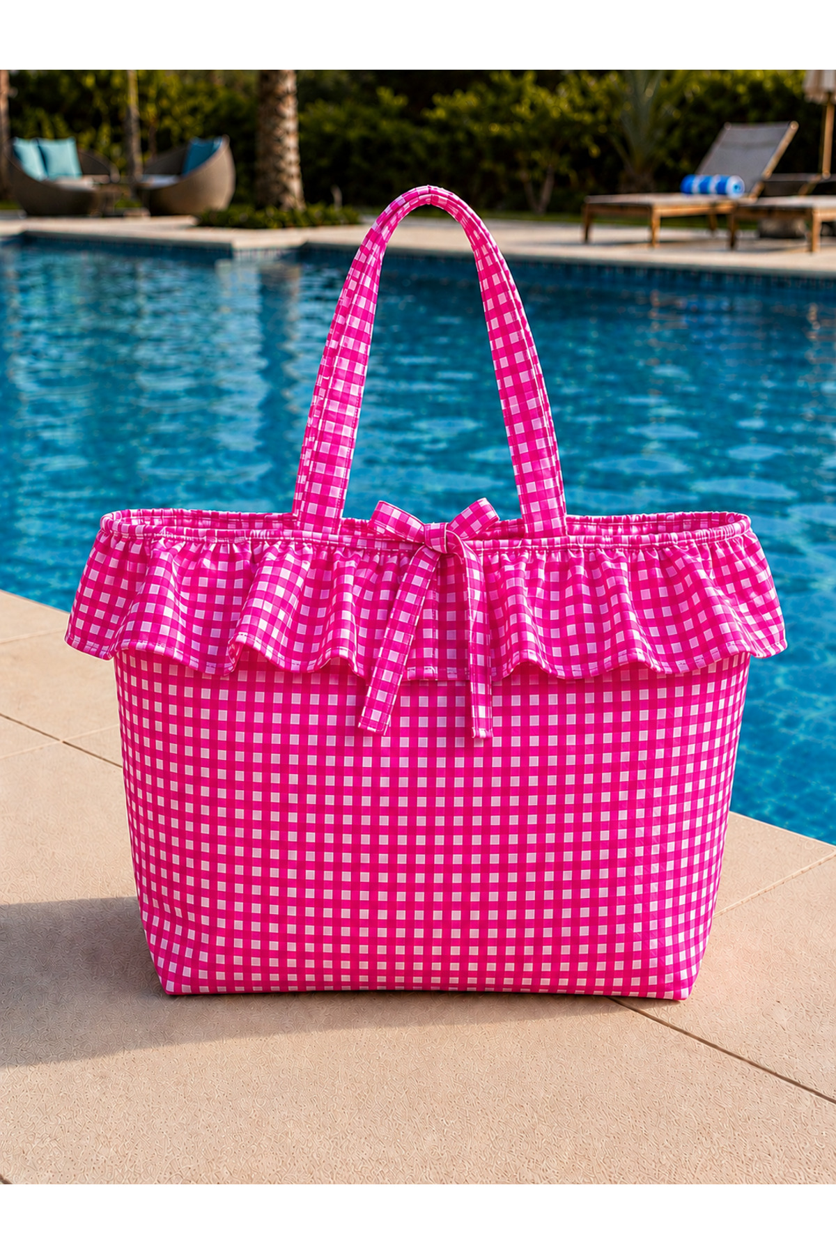 Belomia Home Collection Pötikare Desen Astarlı Plaj Çantası 35x50 cm | Pera