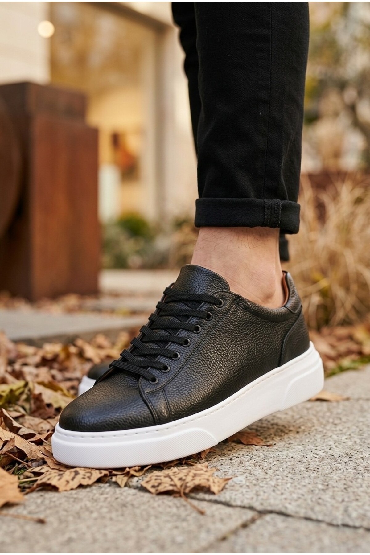 BOA BLF 010 Erkek Sneaker Günlük Casual Spor Ayakkabı Siyah Beyaz Taban görsel 3