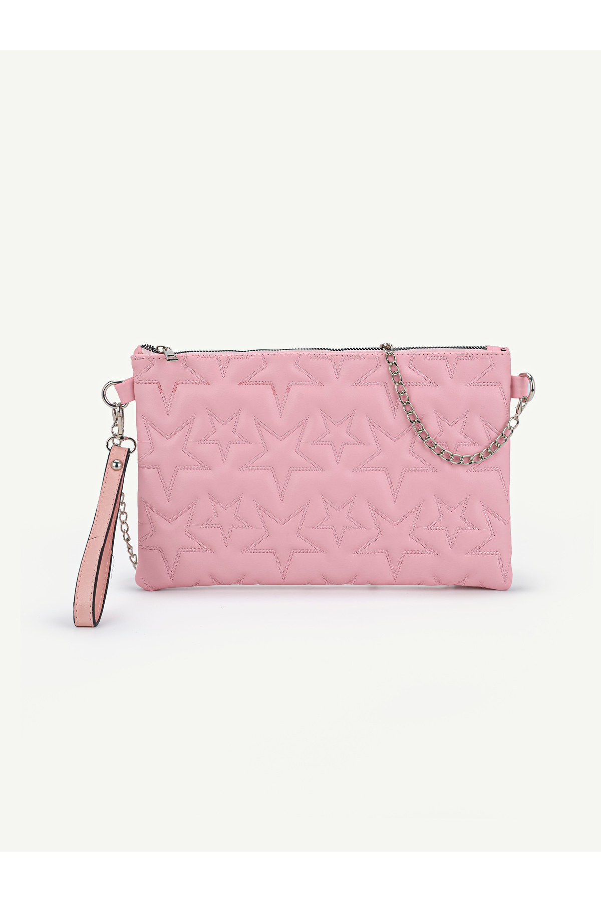 Kadın Yıldız Nakış İşlemeli Portföy El Çantası Bilek Askılı Saten Astarlı Clutch Çanta