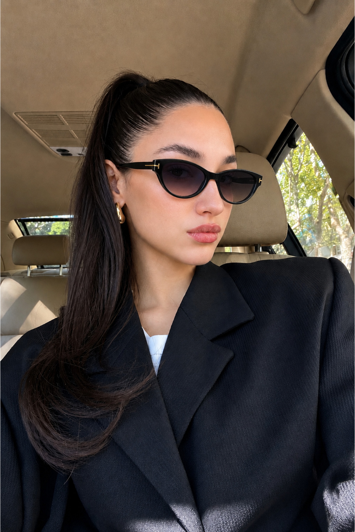 PİYESBOUTİQUE Vela Siyah İki Renk Cat Eye Kedi Göz Unisex Kadın Erkek Retro UV400 Şık Klasik Kemik Güneş Gözlüğü