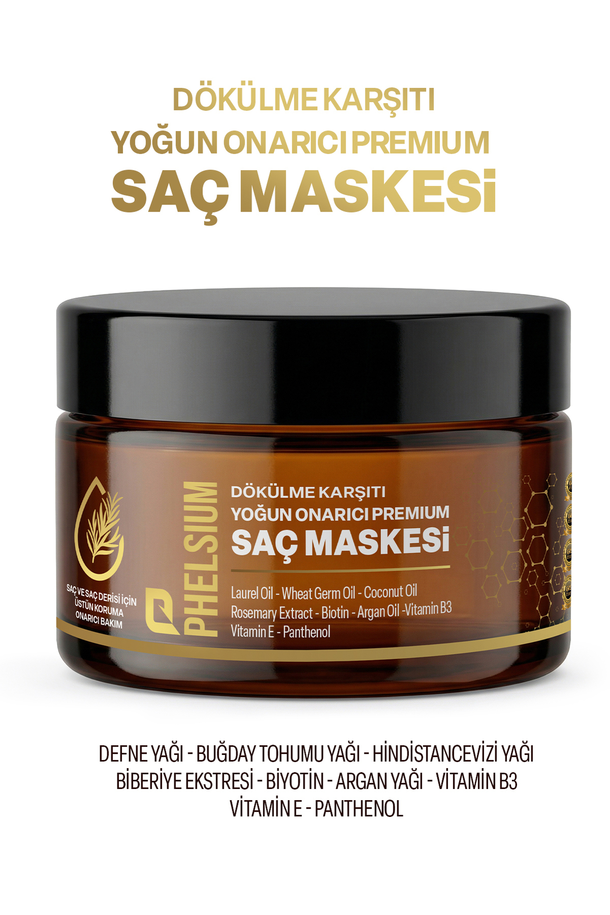 PHELSİUM Dökülme Karşıtı Yoğun Onarıcı Premium Saç Maskesi 250 ml