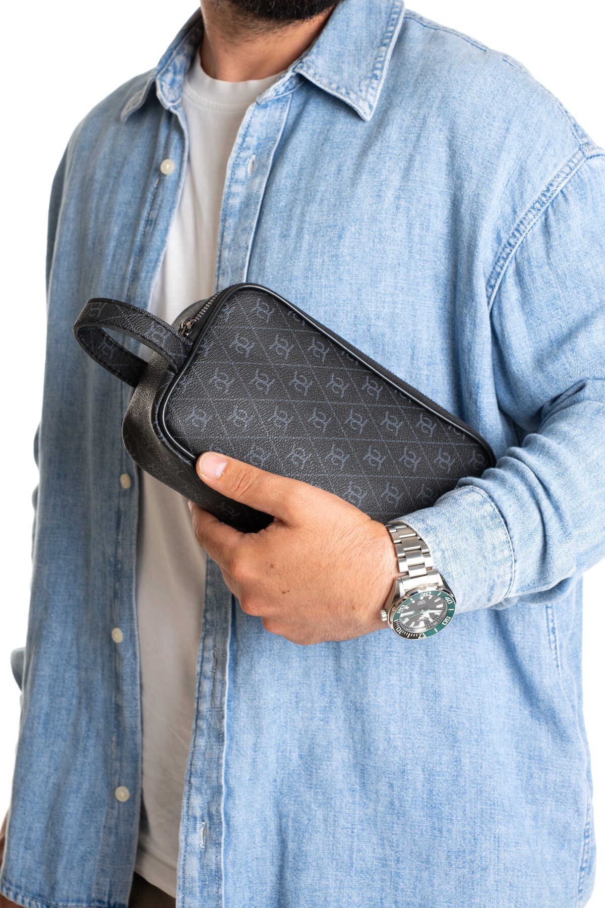 Newish Erkek Deri Portföy Clutch Traş Kozmetik Bakım ve Günlük El Çantası