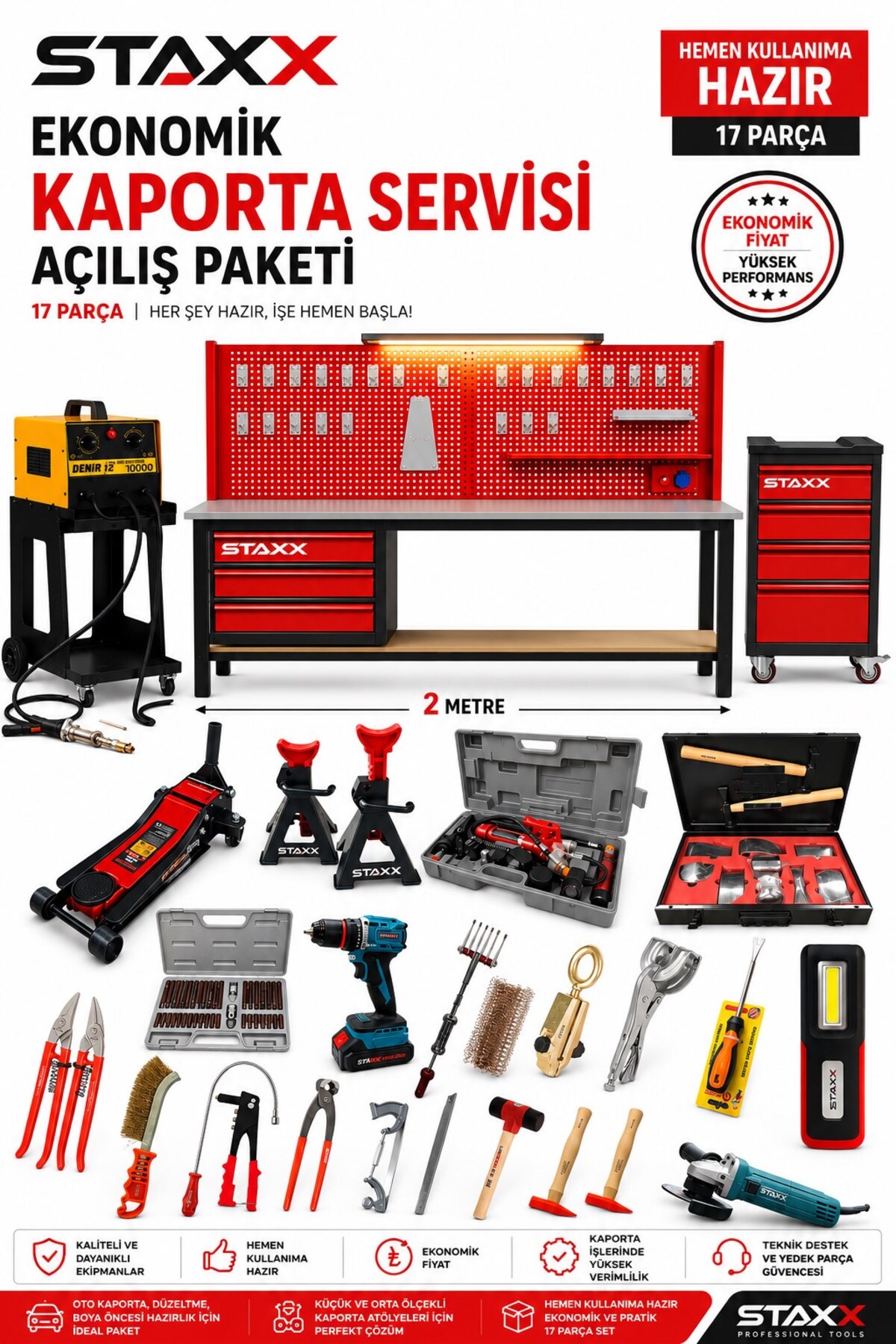 STAXX POWER Pro Garage Kaporta Servis Açılış Paketi – Tam Donanımlı Oto Servis Seti Kaporta Kurulum Servisi