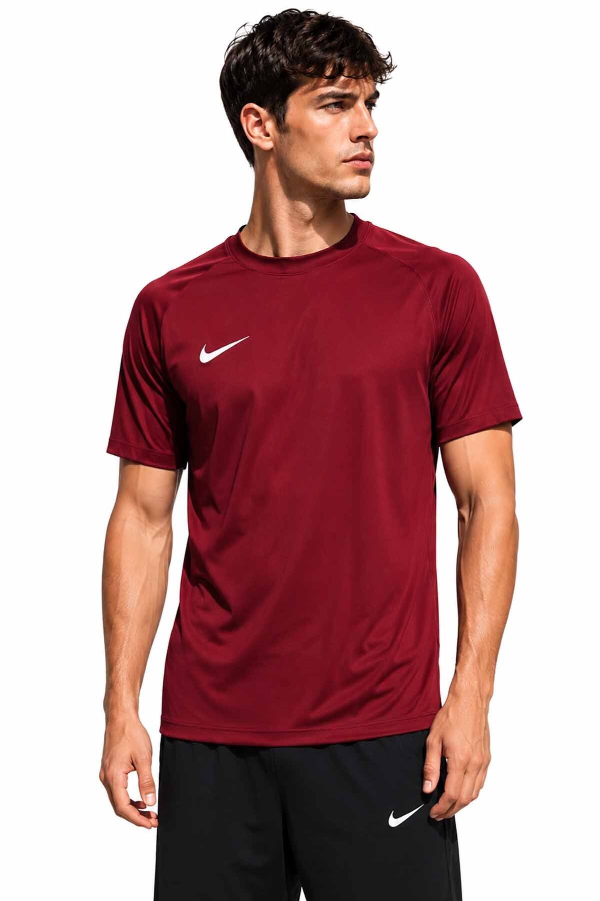 Nike Dri-FIT Erkek Antrenman Tişörtü Bordo - Hafif, Nefes Alabilir, Ter Tutmayan Günlük Spor Tişörtü görsel 3