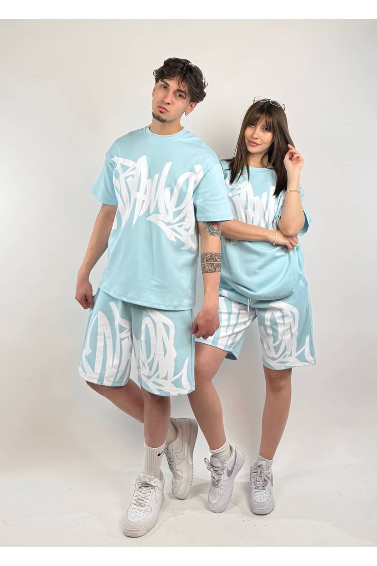 zaee Street Graffiti Oversize Shorts Set- Trendyol