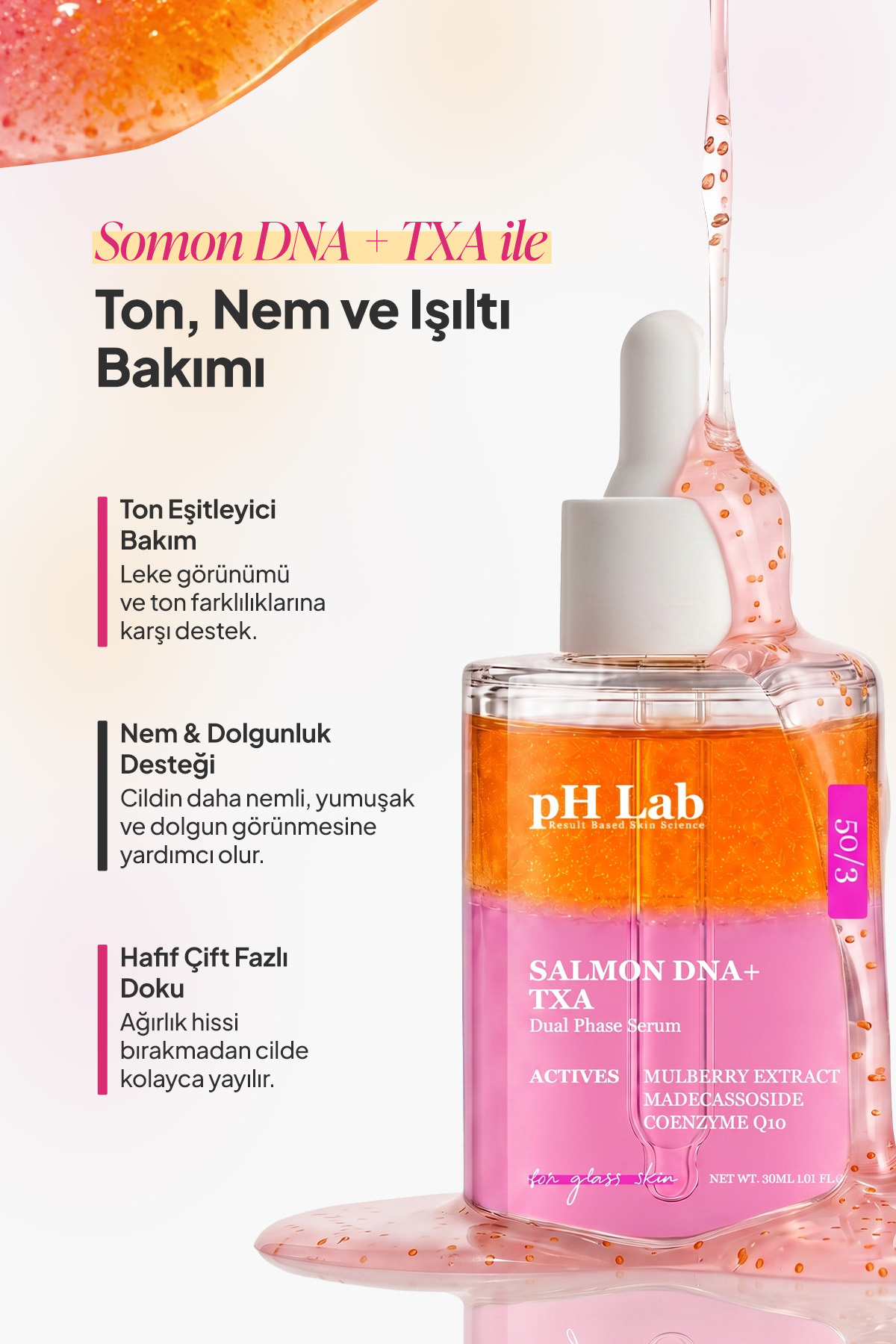 pHLab Toning Booster Anti Aging Bi Pasic Facial Serum - Salmon DNA + TXA Serum — PHTBS-01 — تصویر 6 از 8
