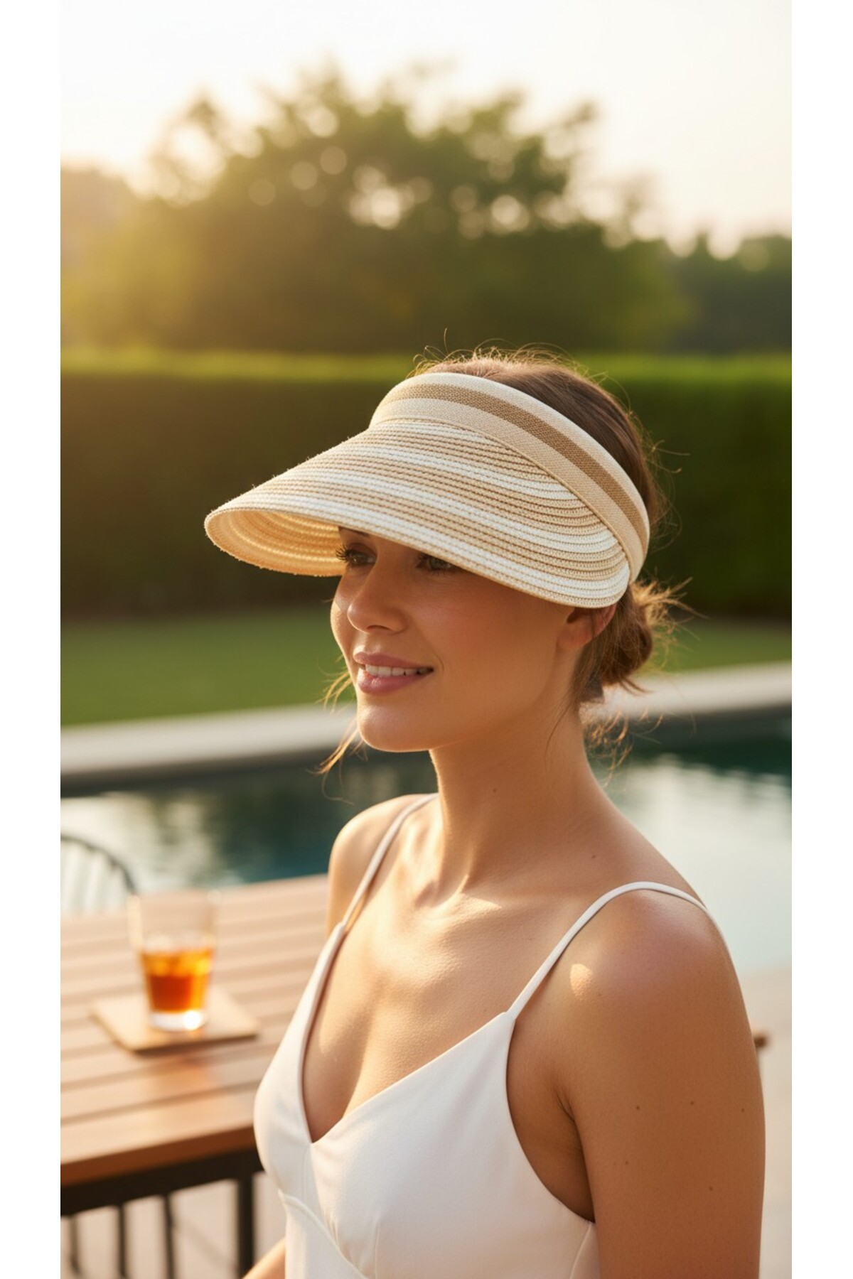 Sunscreen Imported Striped Straw Visor Hat Hijab Crown Model Summer Hat