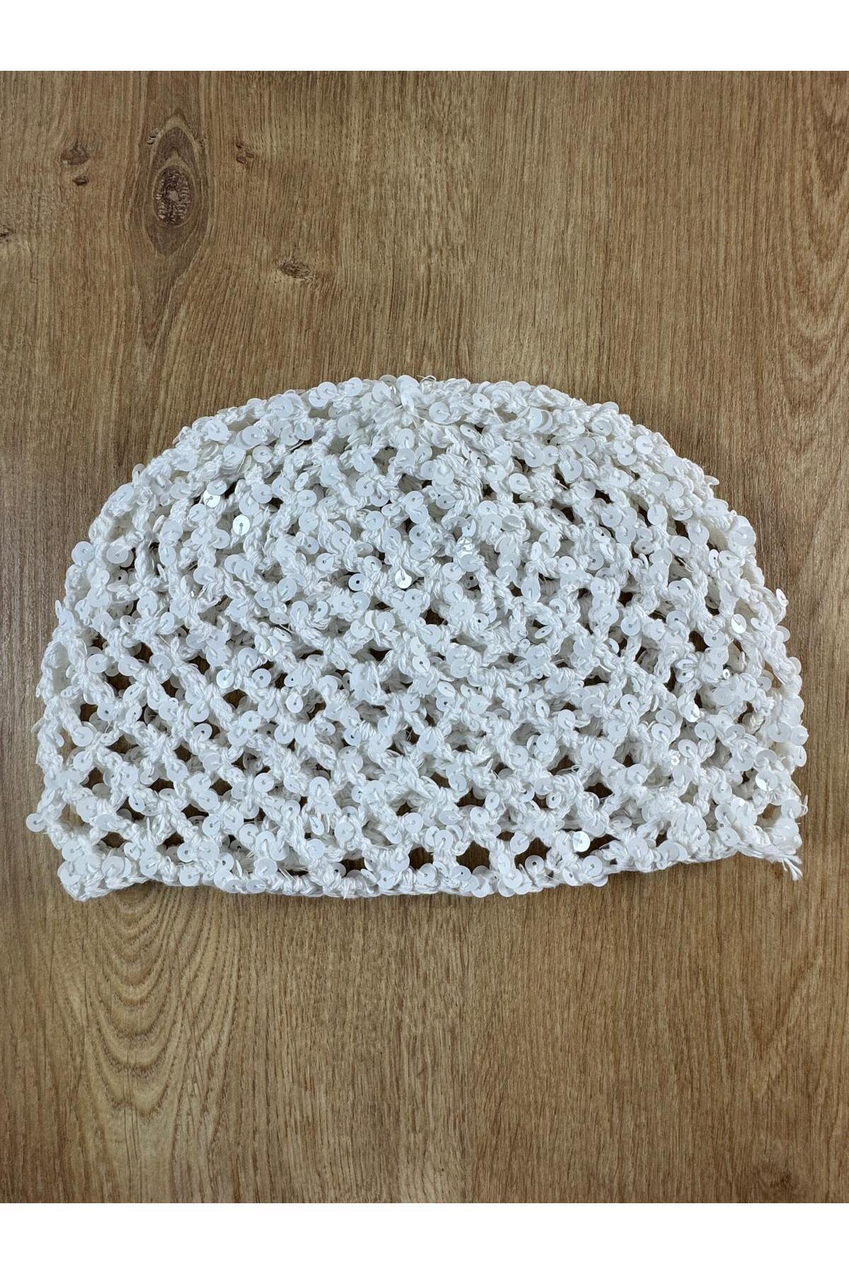jasmina store EL örgüsü pullu saç aksesuarı bone görsel 2
