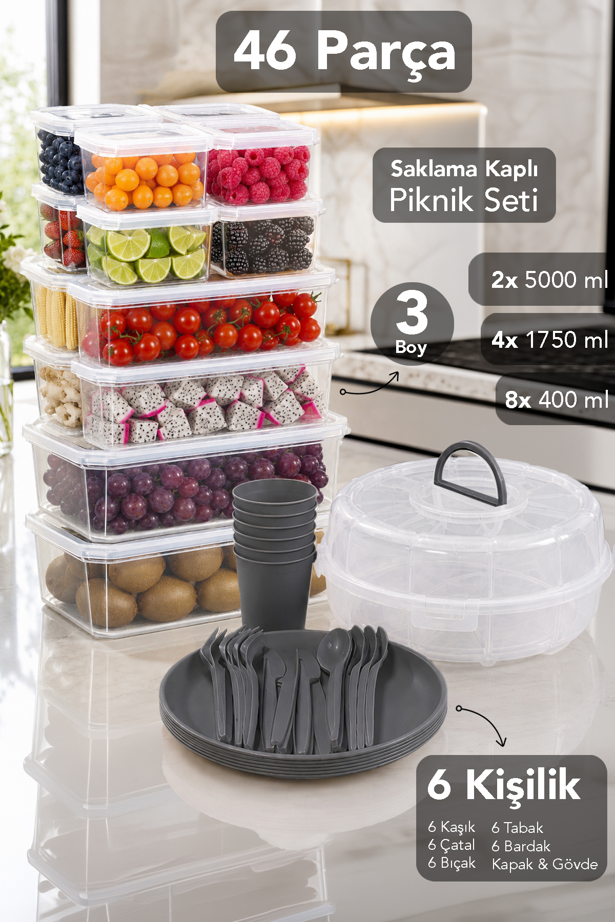 Meleni Home Mega 14'lü Süzgeçli Saklama Kabı ve 32 Parça