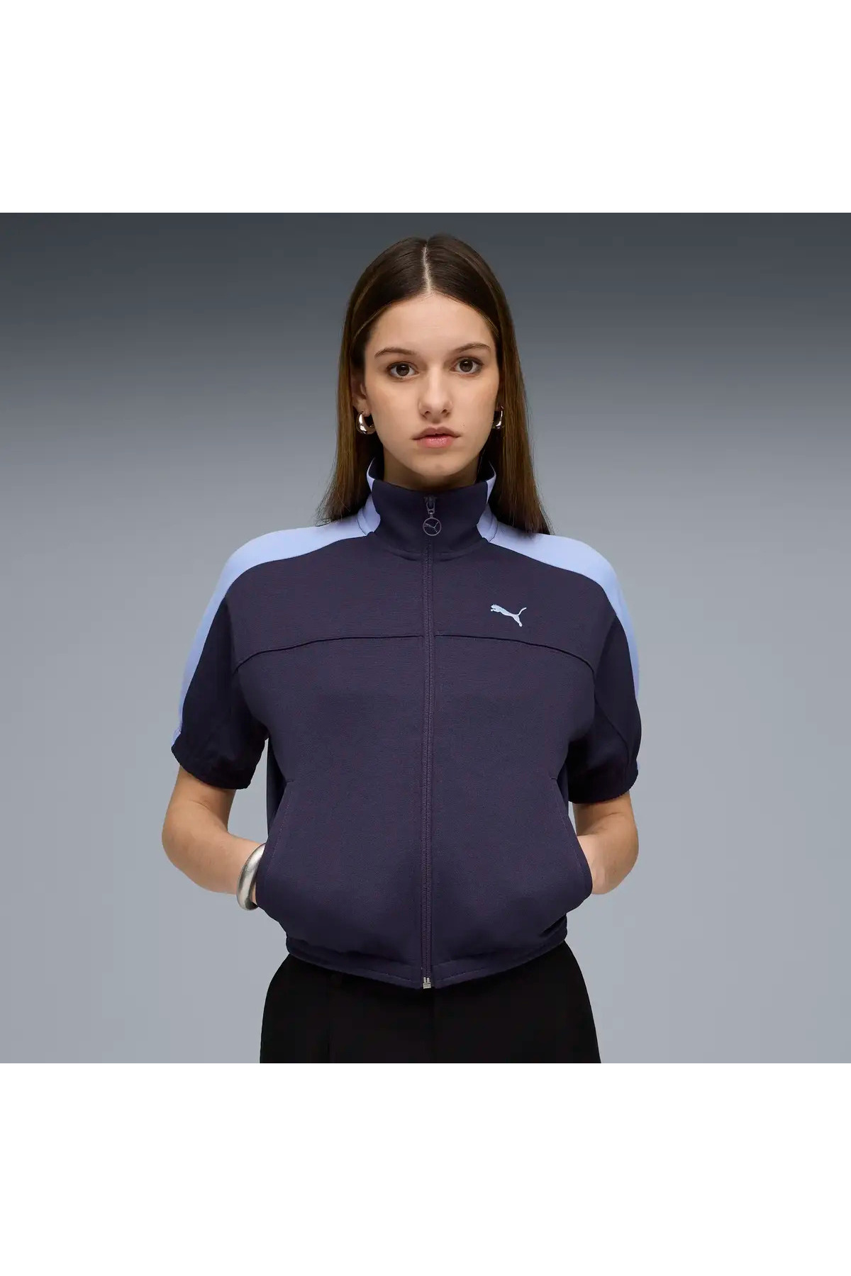 Puma T7 Short Sleeve Jacket Mor Kadın Ceket görsel 2