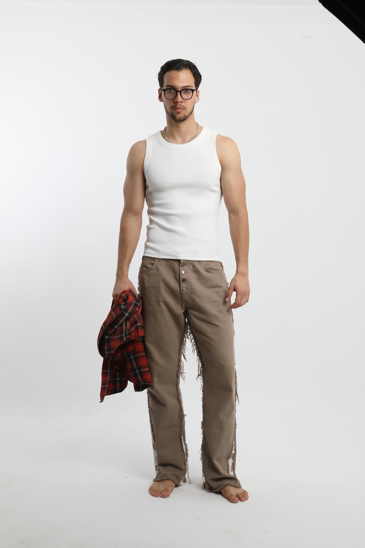 OİR Erkek Fitilli Ekru Renk Tank Top No.1 Likralı Pamuk Kaşkorse Atlet görsel 6