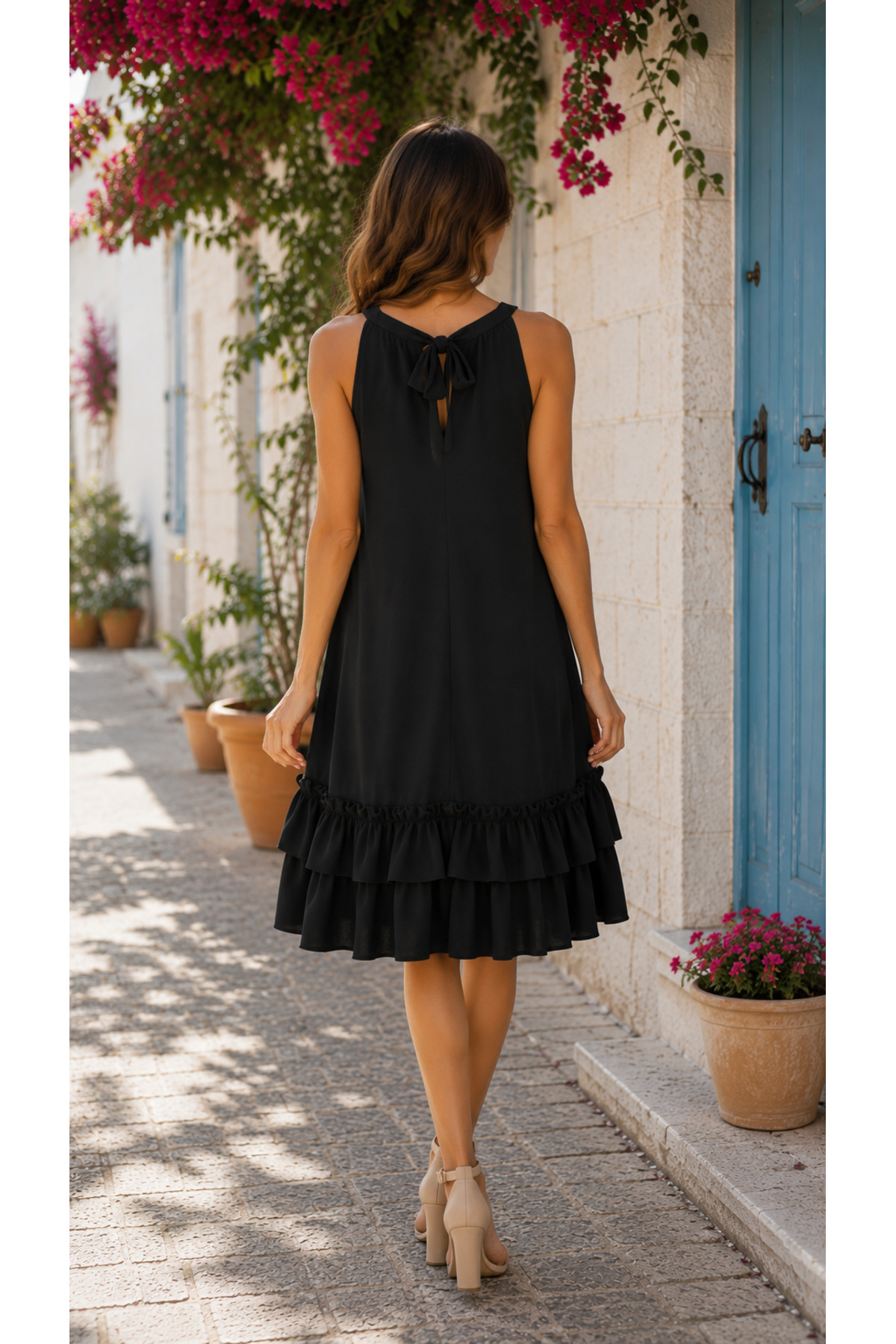 Kokosh moda Gün Boyu Şıklık Kadın Yakası Damla Detaylı Fırfır Etekli Sandy Elbise görsel 3