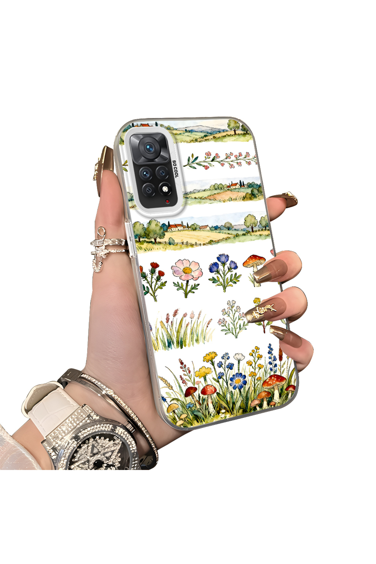 Redmi Note 11 Pro 5G Compatible Silicone Edge Hard Back Case Couple Phone Case Floral Pattern
