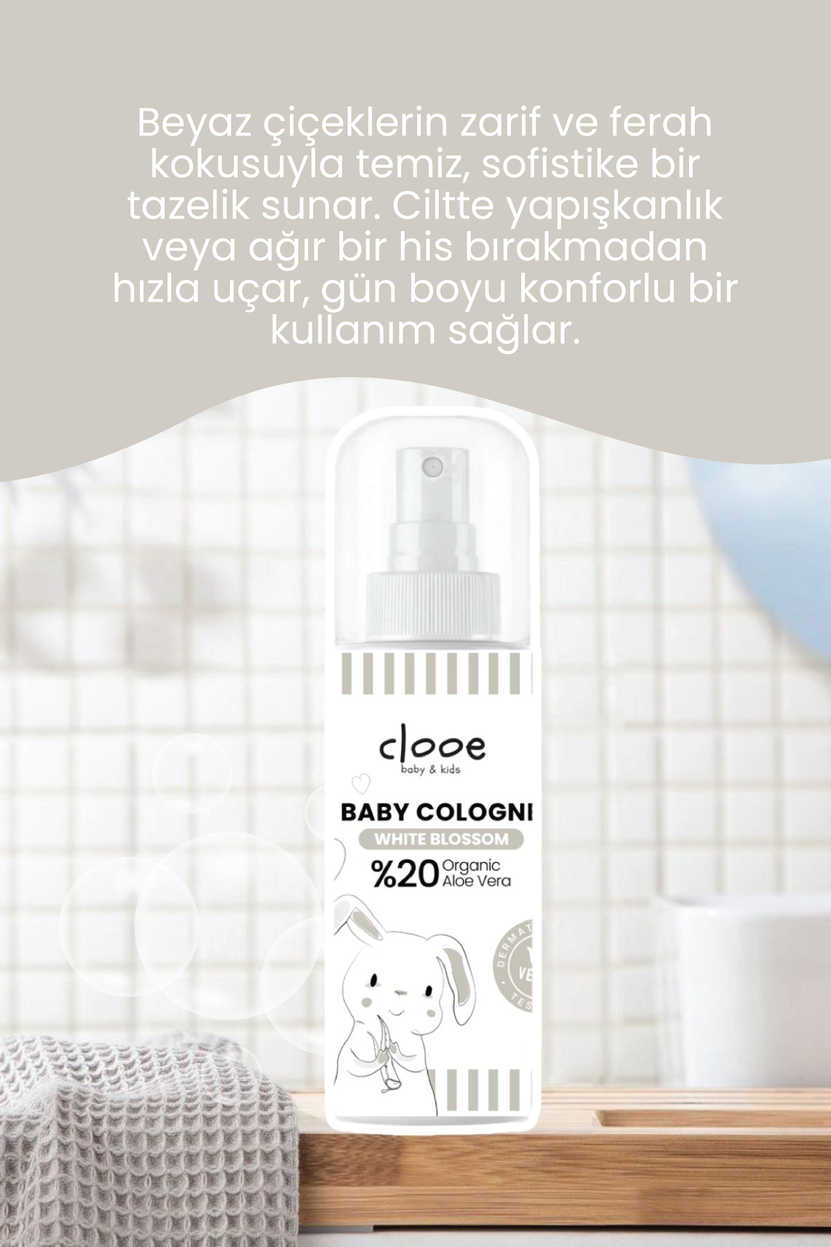 2'li Bebek Kolonyası White Blossom 150 ml - Beyaz Çiçek Notalı - Organik Aloe Vera Özlü - Vegan - Hızlı Kuruyan — PKA089 — تصویر 4 از 4