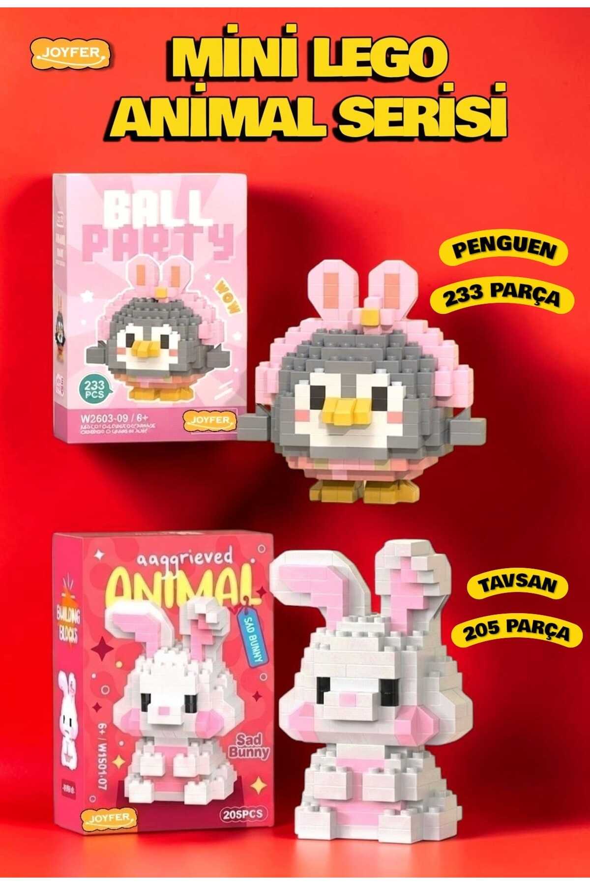 Joyfer 233 Pieces Crowned Penguin + 205 Pieces Rabbit Model Character Figure 3D Building Toys Micro Block Animal Collection Series Double Set